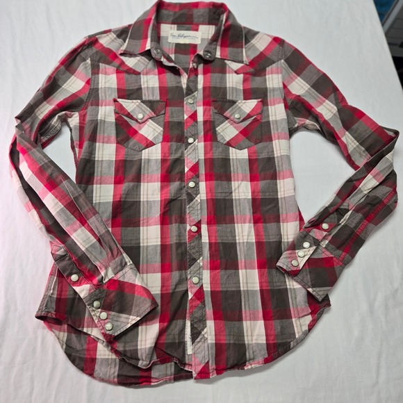 True Religion Styled in California Plaid Western Shirt Pearl Snap Button Small - Picture 1 of 7